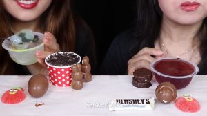 ASMR SOFT DESSERT RACE! HERSHEY'S CHOCOLATE, MILKA OREO EGGS, ICE CREAM SANDWICHES, JELLY CANDY 먹방