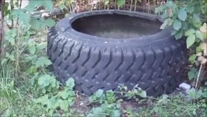 Как забетонировать покрышку под воду