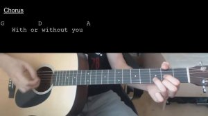 U2 - With Or Without You EASY Guitar Tutorial With Chords/Lyrics