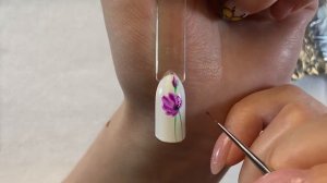 Дизайн ногтей пошагово. Цветок на ногтях гель лаком. МК как рисовать рисунки на ногтях. Цветы.
