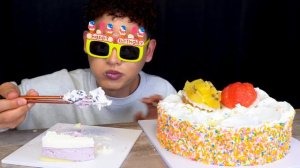 ASMR 봉길이 생일축하🎉대왕 생크림 케이크 블루베리무스케이크 생과일타르트 먹방! Bonggil's Birthday Cake Blueberry Jelly Cake MuKbang!