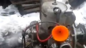 Минитрактор самодельный трёхколёсный (Homemade three-wheeled minitractor). Двигаель 2сд-м1