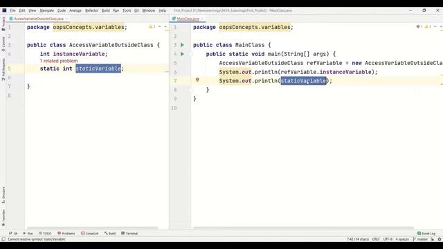#4 - Access variables outside the class | JAVA OOPs Concepts  | Core JAVA for Beginners | English