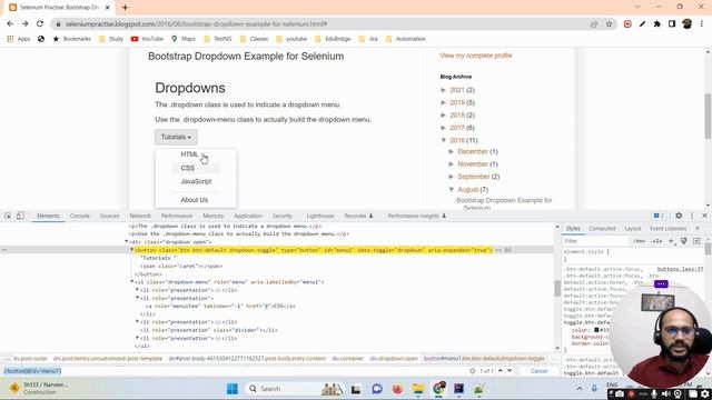 How to automate Bootstrap Dropdown in selenium || Ganesh Jadhav