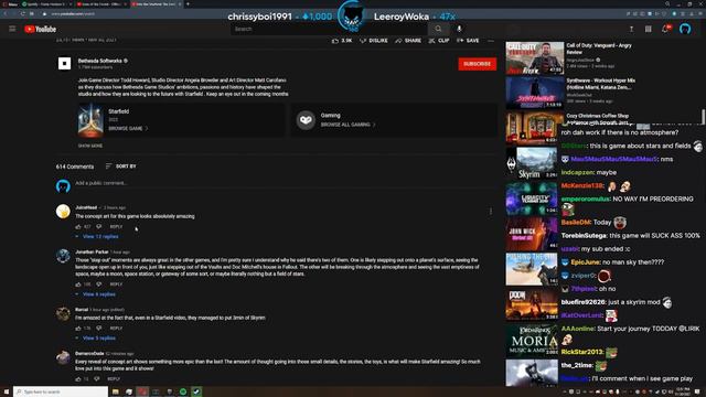 Lirik watching Into the Starfield: The Endless Pursuit, Warframe, Halo Infinite Trailers