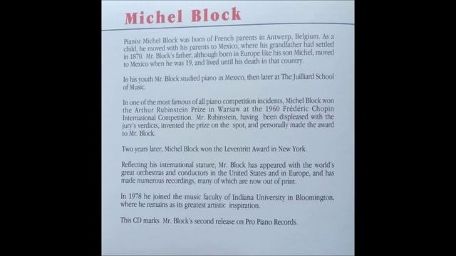 1. Mazurka Op.67 No.3 (posthumous) in C Major - Frédéric Chopin (1810 - 1849) - Michel Block, Piano смотреть онлайн