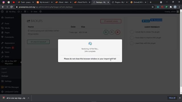 All In One WP Migration Stuck Problem 100% Solve 2023 | All In One WP Migration Import Not Working