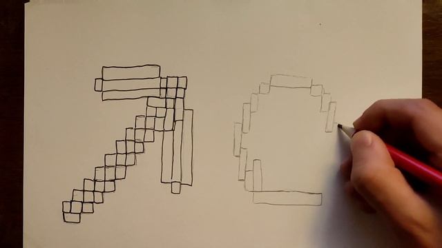 Как нарисовать кирку и алмаз из игры Майнкрафт. смотреть онлайн