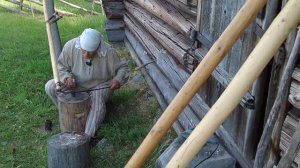 Отбивание косы и сенокос на острове Кижи