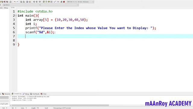 Using variables as array indexes | 10th class computer science new book chapter 4 | example code 4.