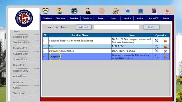 University Site | PHP & MY SQL | Website Projects | Website Development