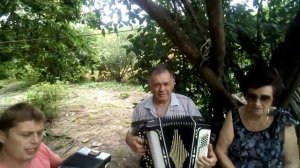 Мы с тобой два берега, у одной реки... Поём песни под баян и отмечаем День Победы