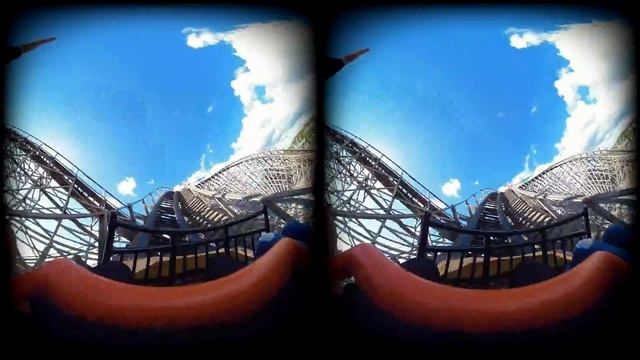 VR 180 3D Roller Coaster - Wooden Coaster Troy Toverland Netherlands VR on-ride VUZE XR