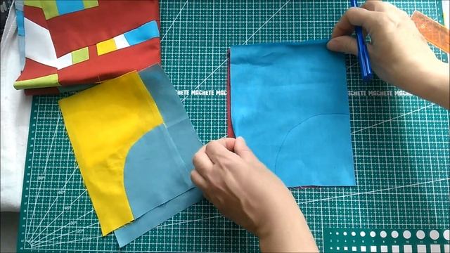 DIY Лоскутный артпроект крейзи Учимся сшивать полукруг Блоки для сумки пэчворк идеи
