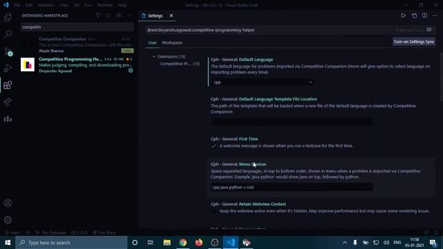 Competitive Programming setup for C/C++/Python/Java