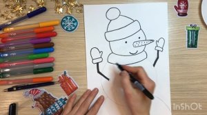 Новогодние рисунки 2024 Снеговик рисунок для детей. Как нарисовать снеговика. Как рисуется снеговик