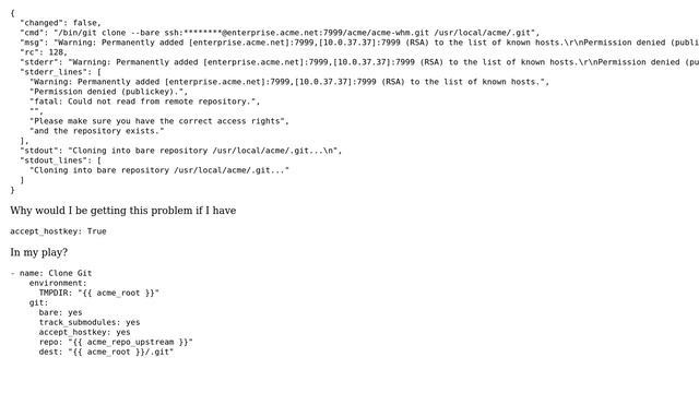Unix & Linux: Ansible git Permission denied (publickey)