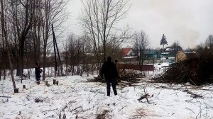 Очистка участка от леса в зимний период.