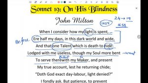 Bengali Translation of Sonnet 19 - On His Blindness by Milton. Sonnet 19 - কবিতার বঙ্গানুবাদ