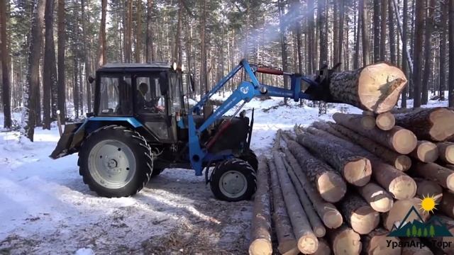 Погрузчик ПКУ-0,8 с вилами для леса «СибДорСельМаш» смотреть онлайн