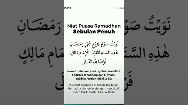 Niat Puasa Ramadhan Sebulan Penuh