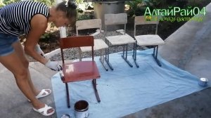 Обновление  и покраска уличной мебели: стульев и стола.