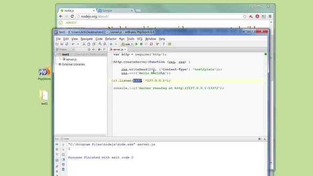 Node JS быстрый старт с PHPStorm смотреть онлайн