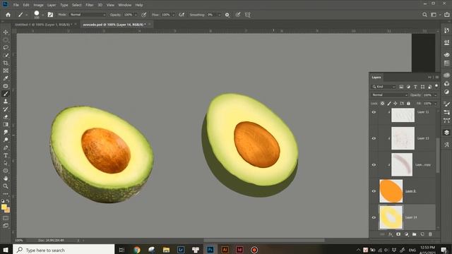 How to draw an Avocado by PhotoShop | Pharo - Digital Painting смотреть онлайн