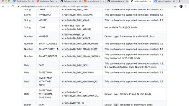 Data type binding (and more) in node-oracledb 4.2