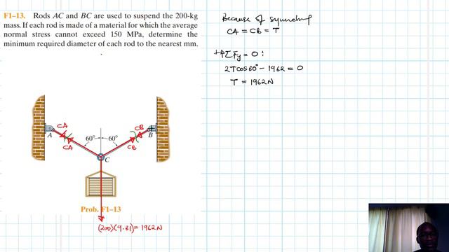 Rods AC and BC are used to suspend the 200-kg mass. If each rod is made of a material for which the смотреть онлайн