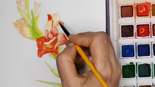 Gladiolus Flower- Water Colour Painting Tutorial- ICSE & ISC Art-Nature Drawing смотреть онлайн