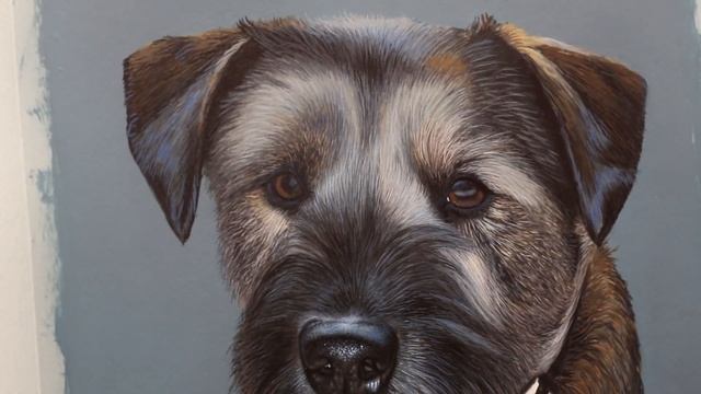 Painting a photo realistic terrier dog in acrylic paints - Timelapse смотреть онлайн