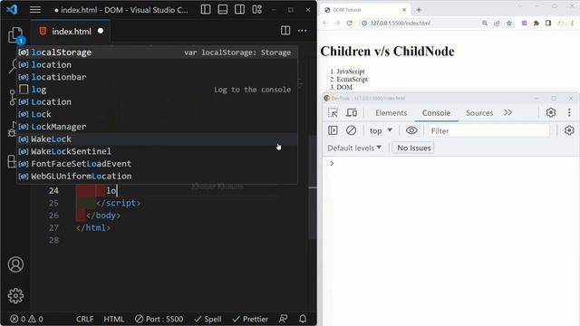 children v/s childNode property in DOM || Tutorial - 34|| JavaScript Tutorial for Beginners -104