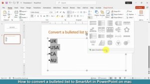 How to convert a bulleted list to SmartArt in PowerPoint on mac