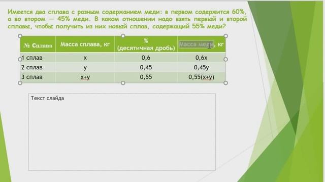 ОГЭ Задание Имеется два сплава с разным содержанием …