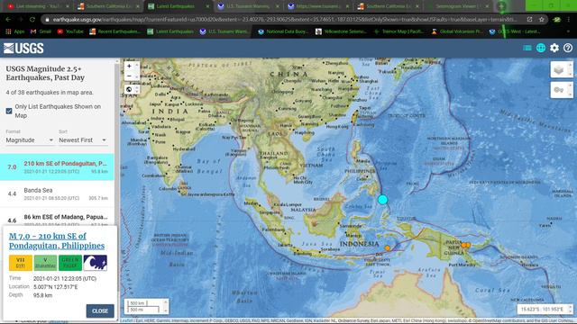 Large 7.0 Earthquake Philippines region 1/21/2021 смотреть онлайн