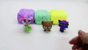 Сюрпризы в Шариковом Пластилине Игрушки из Мультиков Коллекция кошек Учим Цвета.