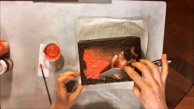 Шкатулка "Фламенко". Вживление распечатки. DIY. Implanting printouts. смотреть онлайн