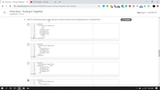 Introduction to HTML5 || Week 3 Final Quiz Answers || Coursera