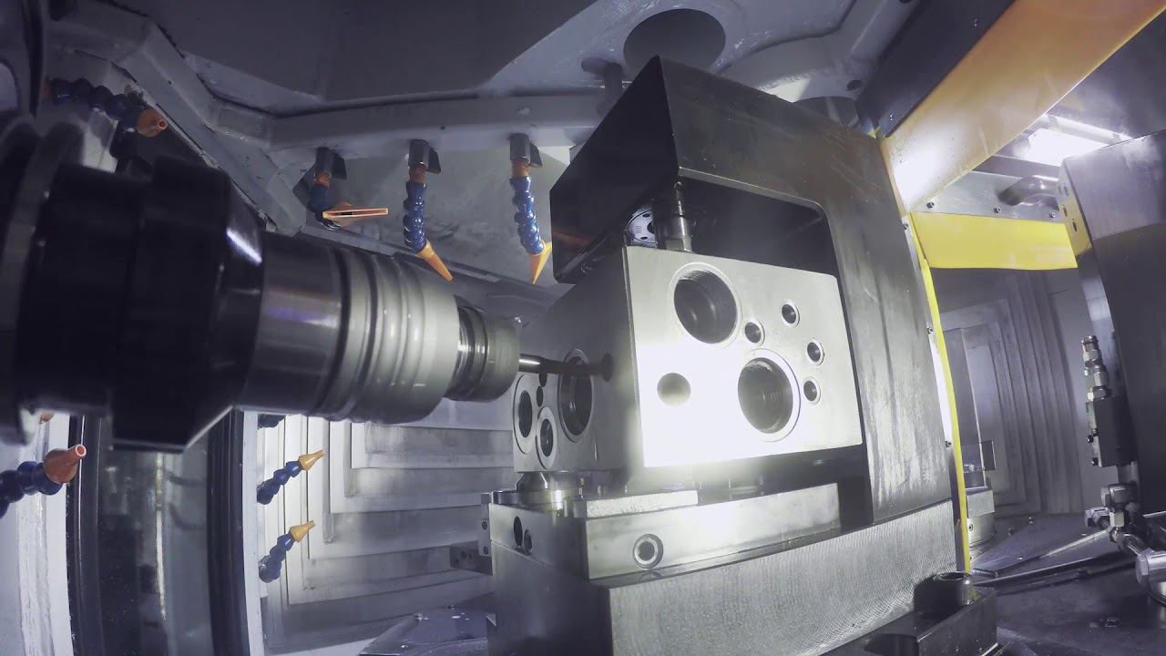 Обработка гидравлического блока из чугунной отливки на 3-х шпиндельном мультицентре куб 400 мм смотреть онлайн