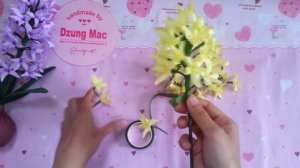 paper flowers - How to make Hyacinth  -  cách làm hoa tiên ông giấy nhún chơi tết