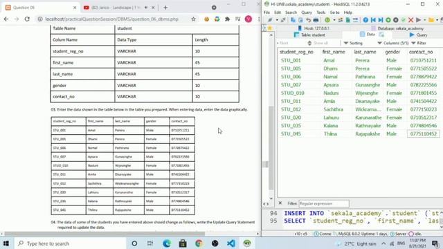 Data Base Task 06 | Write an Update Query Statement | 1st Year | Java Institute | Vihari Jayasuriya смотреть онлайн