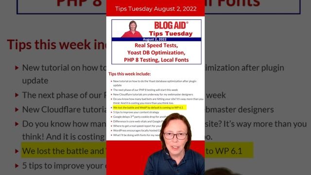 Tips Tuesday – Real Speed Tests, Yoast DB Optimization, PHP 8 Testing, Local Fonts