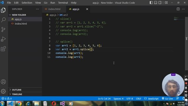 Introduction to array and its two important methods use in javascript language, slice() and splice(