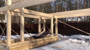 Монтажные работы по устройству навеса для авто с хозблоком