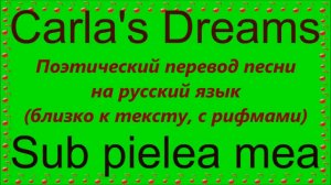 Перевод песни Carla's Dreams - Sub Pielea Mea | #eroina (в рифму)