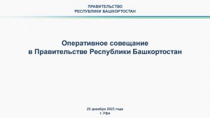 Оперативное совещание в Правительстве Республики Башкортостан: прямая трансляция 25 декабря 2023 г.