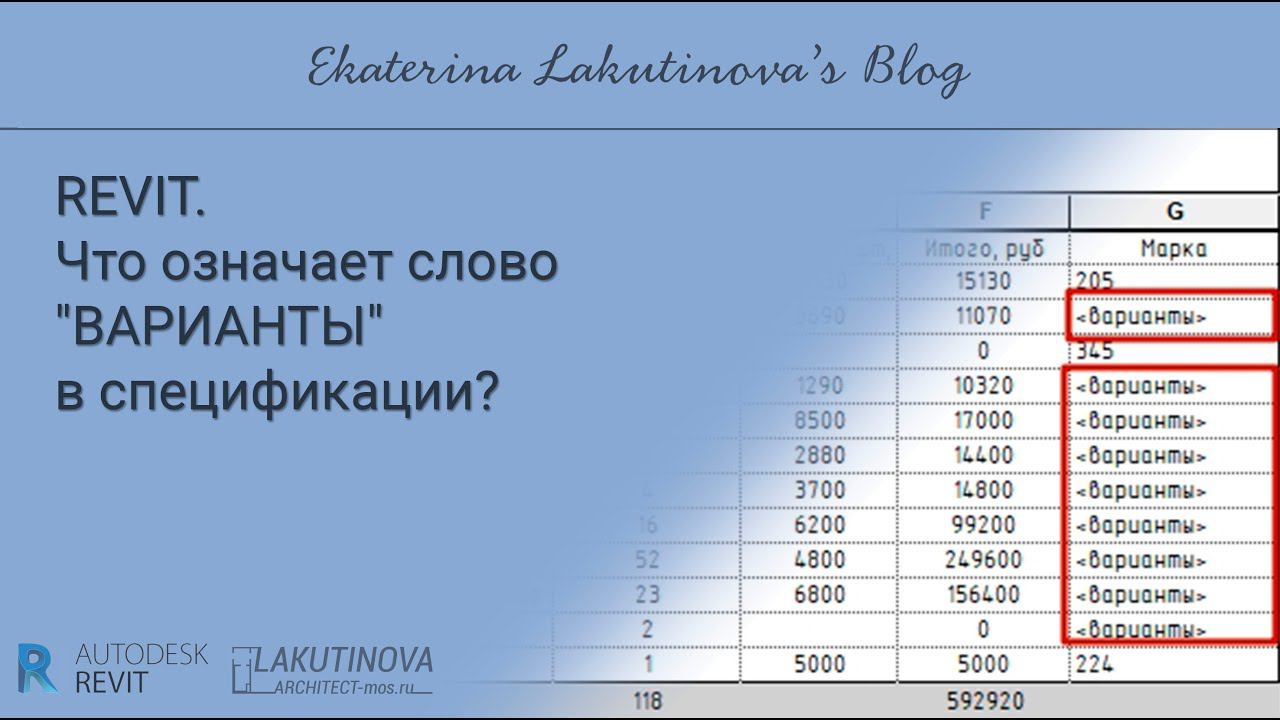 Что означает слово "ВАРИАНТЫ" в спецификации?