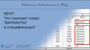 Что означает слово "ВАРИАНТЫ" в спецификации?