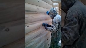 Шлифовка сруба, финишный слой